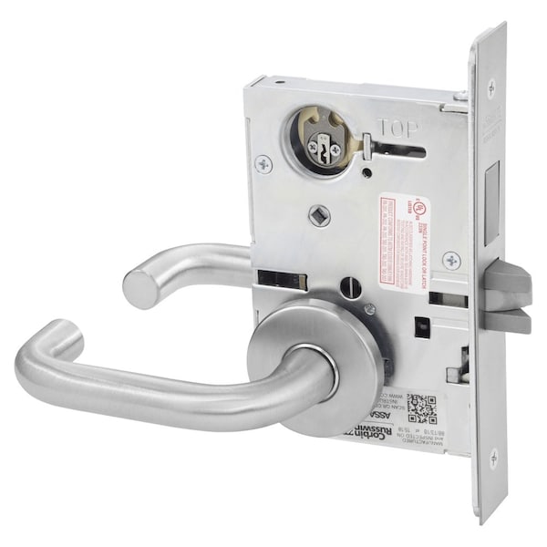 Dormitory or Entrance Mortise Lock, LS Lever, A Rose, Satin Chrome